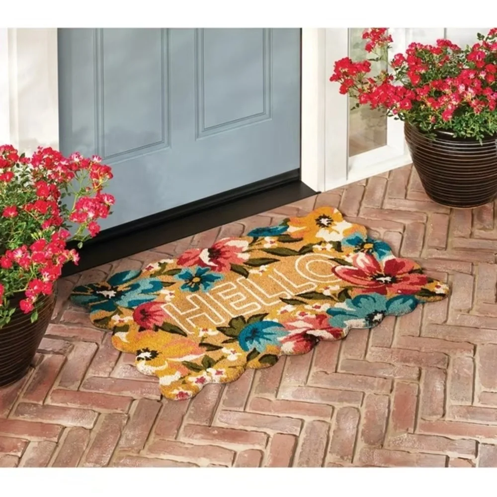Floral Hello Summer Coir Doormat, 23